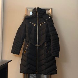 MICHAEL Michael Kors Belted Faux Fur Down Coat